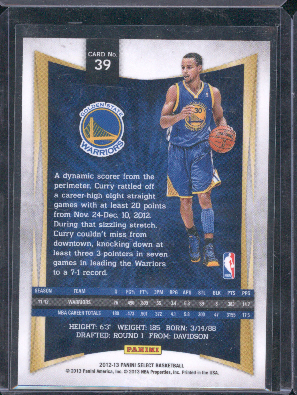 Stephen Curry 2012 Panini Select #39