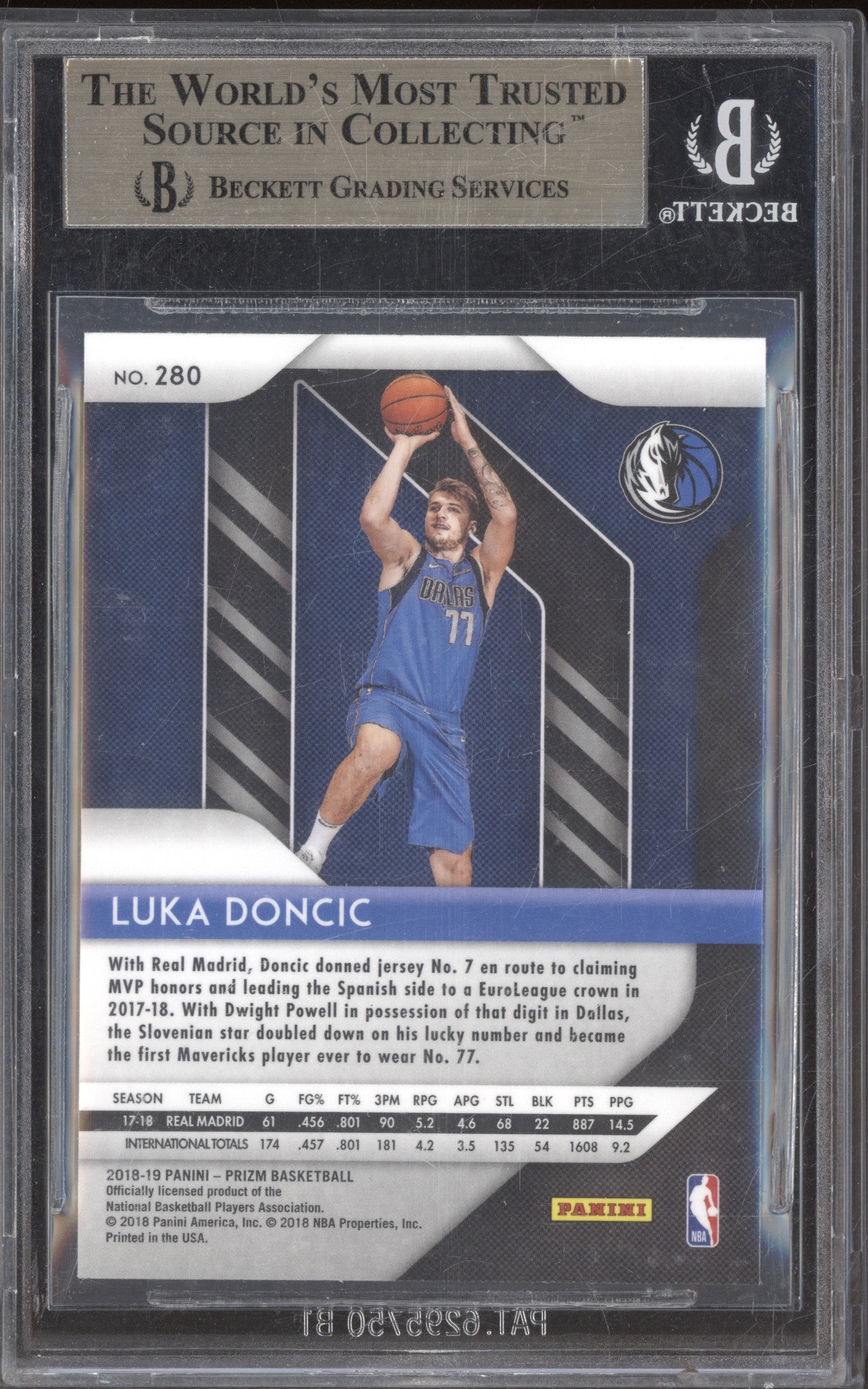 2018 Luka Doncic Prizm Rookie 280 BGS 9.5