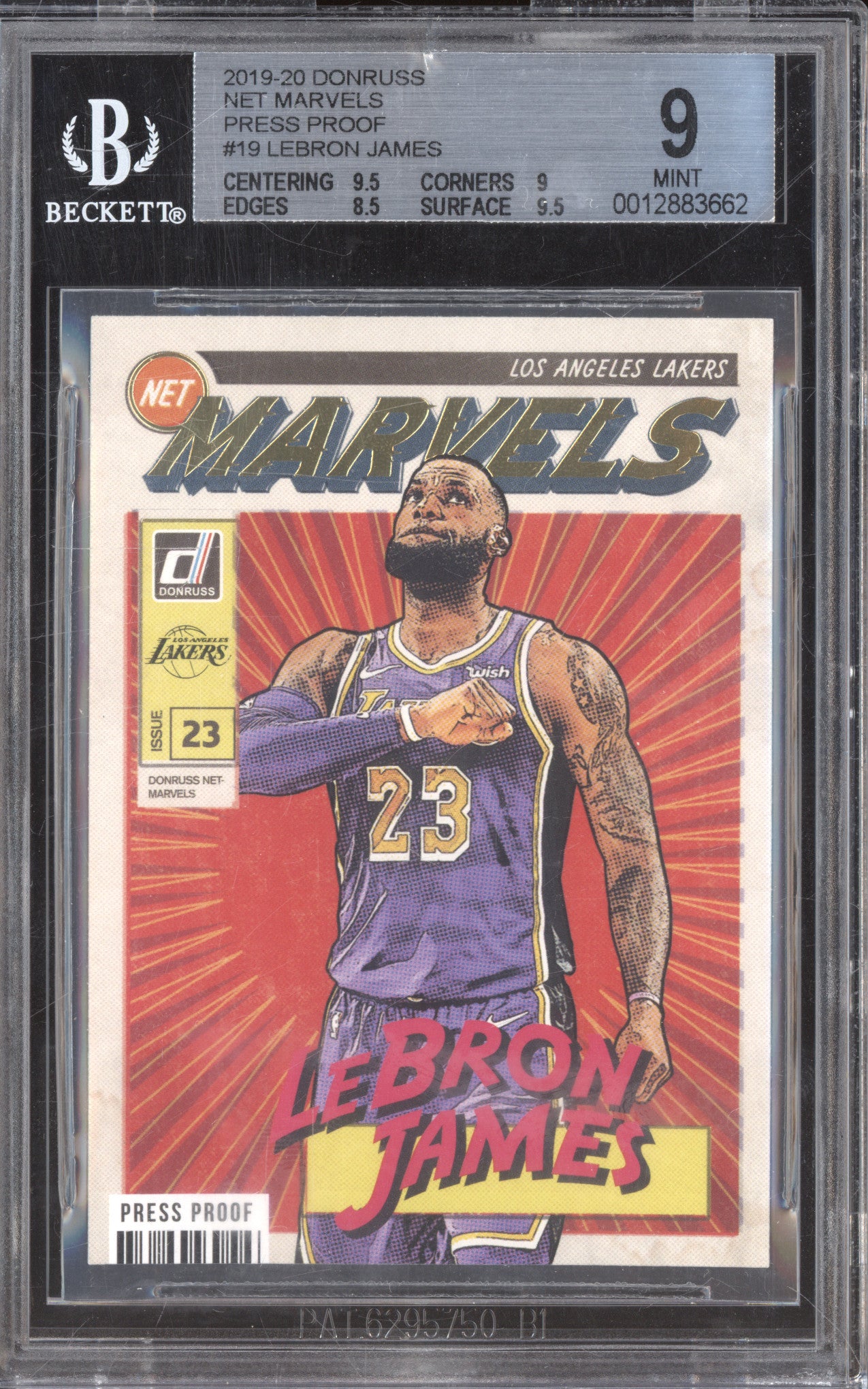 2019 Lebron James 19 Net Marvels Press Proof BGS 9