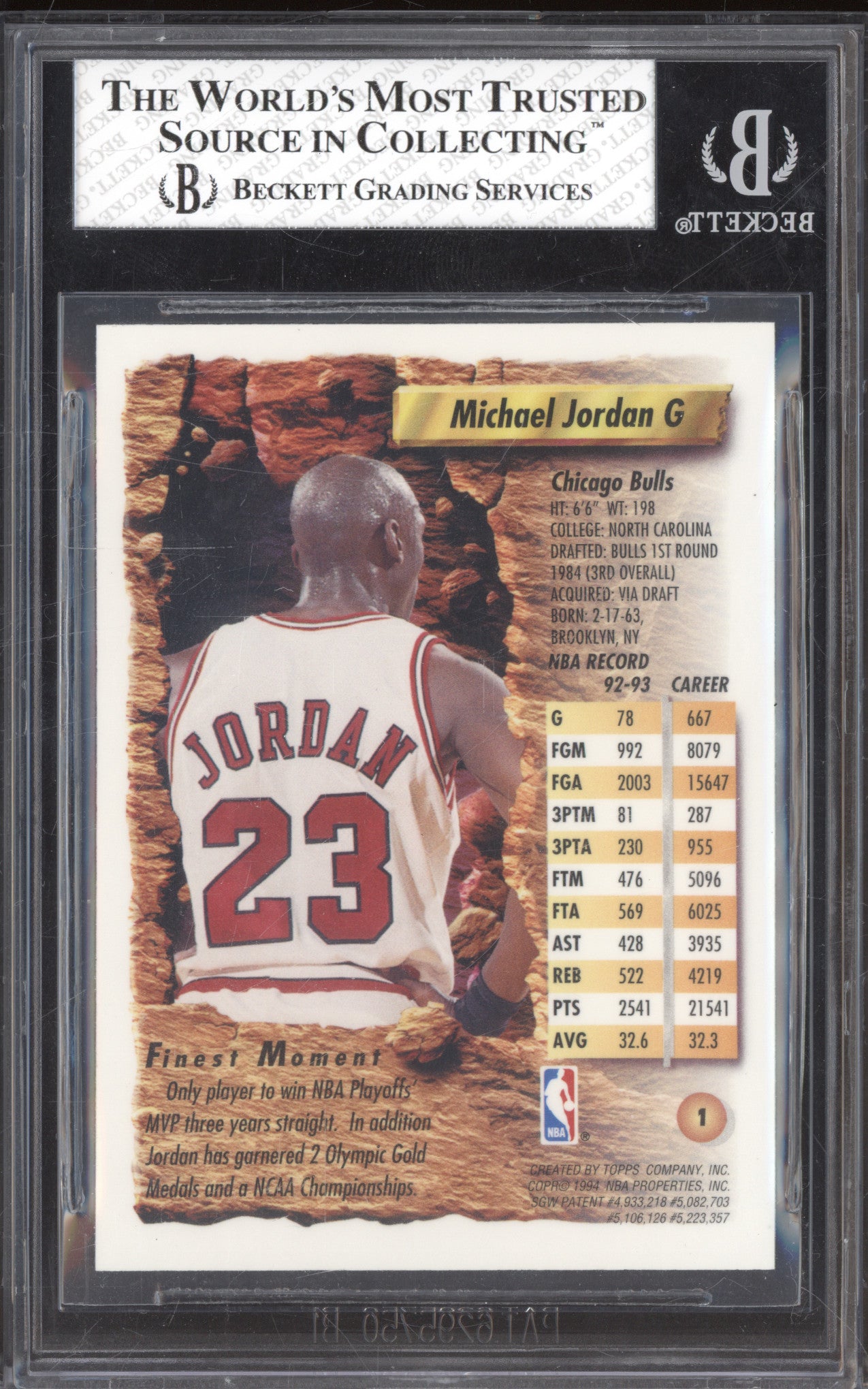 1993-94 Michael Jordan Finest Refractors 1 BGS 7.5