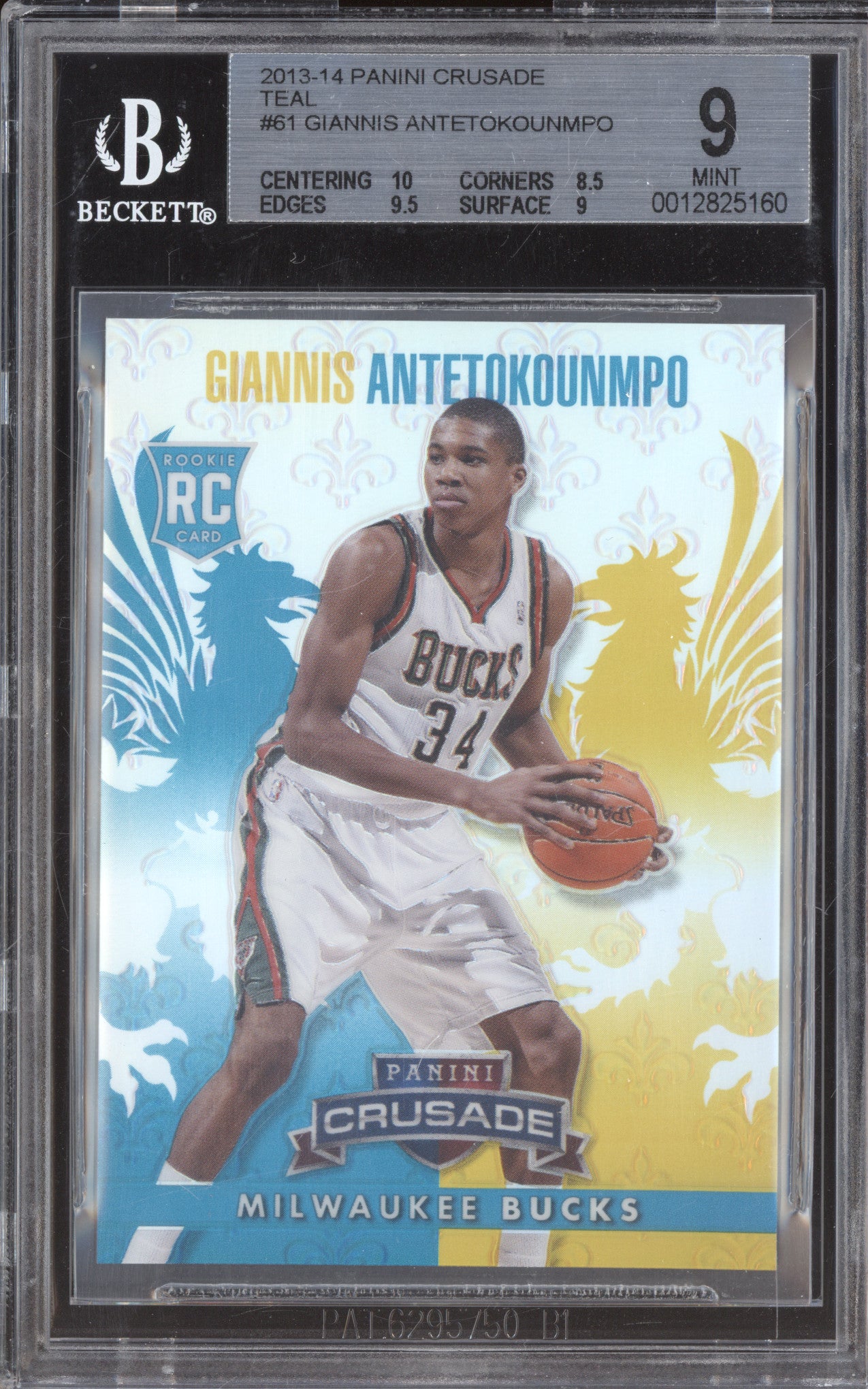 2013-14 Giannis Antetokounmpo Panini Crusade Teal /249 BGS 9