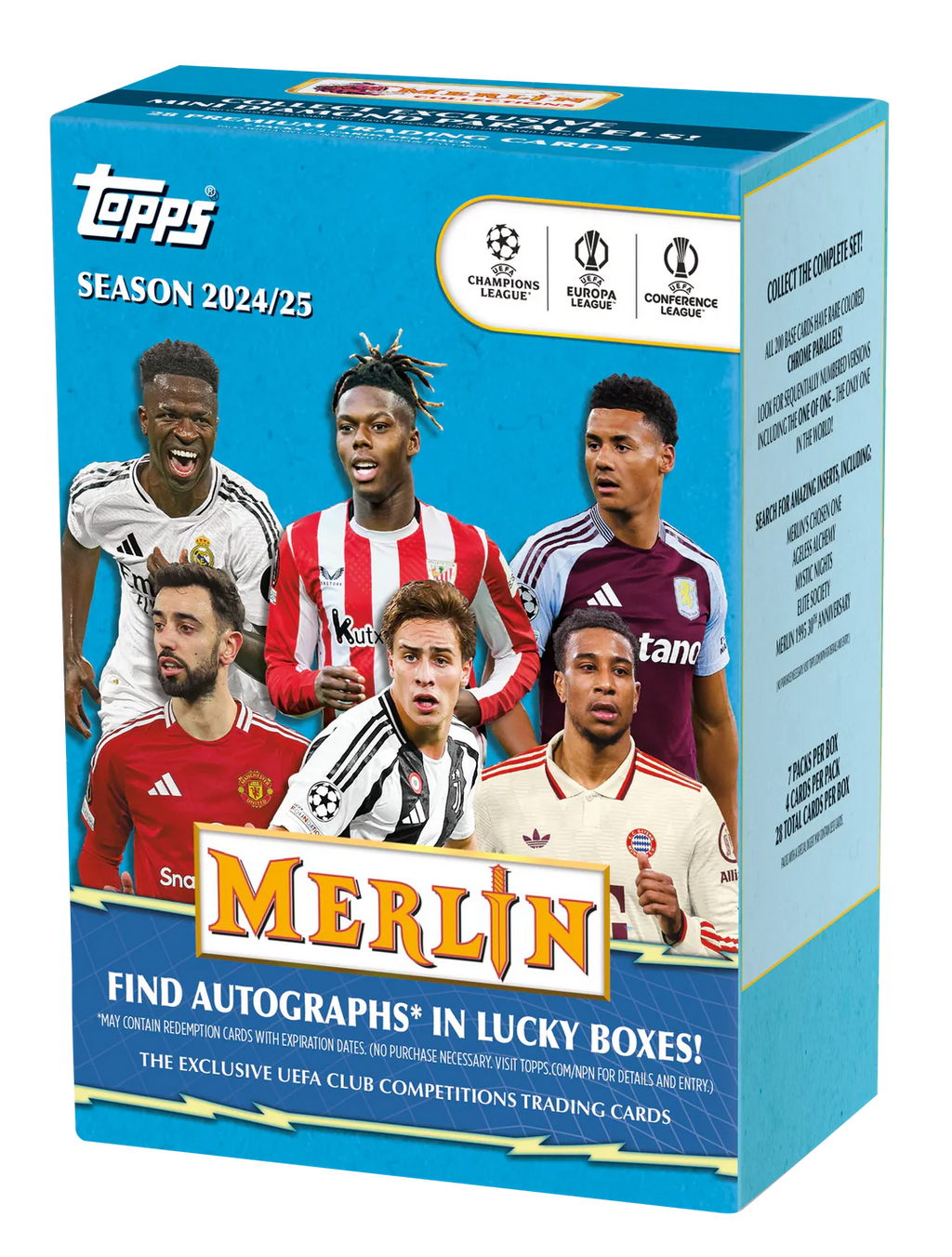 Boîte Value 7 Sachets Topps Merlin UEFA 2024-25 – Cartes Foot à Collectionner
