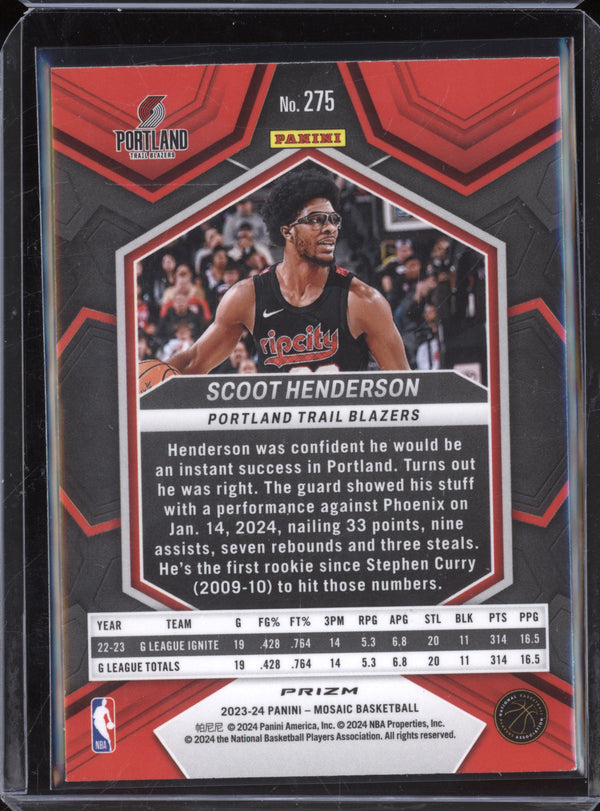 Scoot Henderson 2023-24 Panini Mosaic 275 Mosaic RC