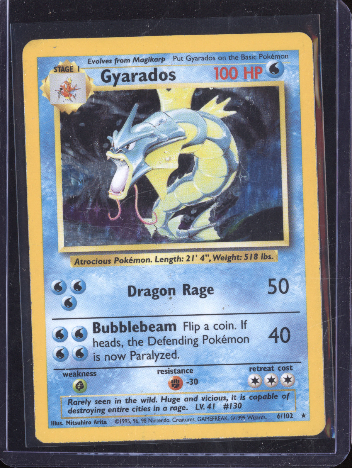 Gyarados 1999 Pokemon Base Set 6/102 Holo