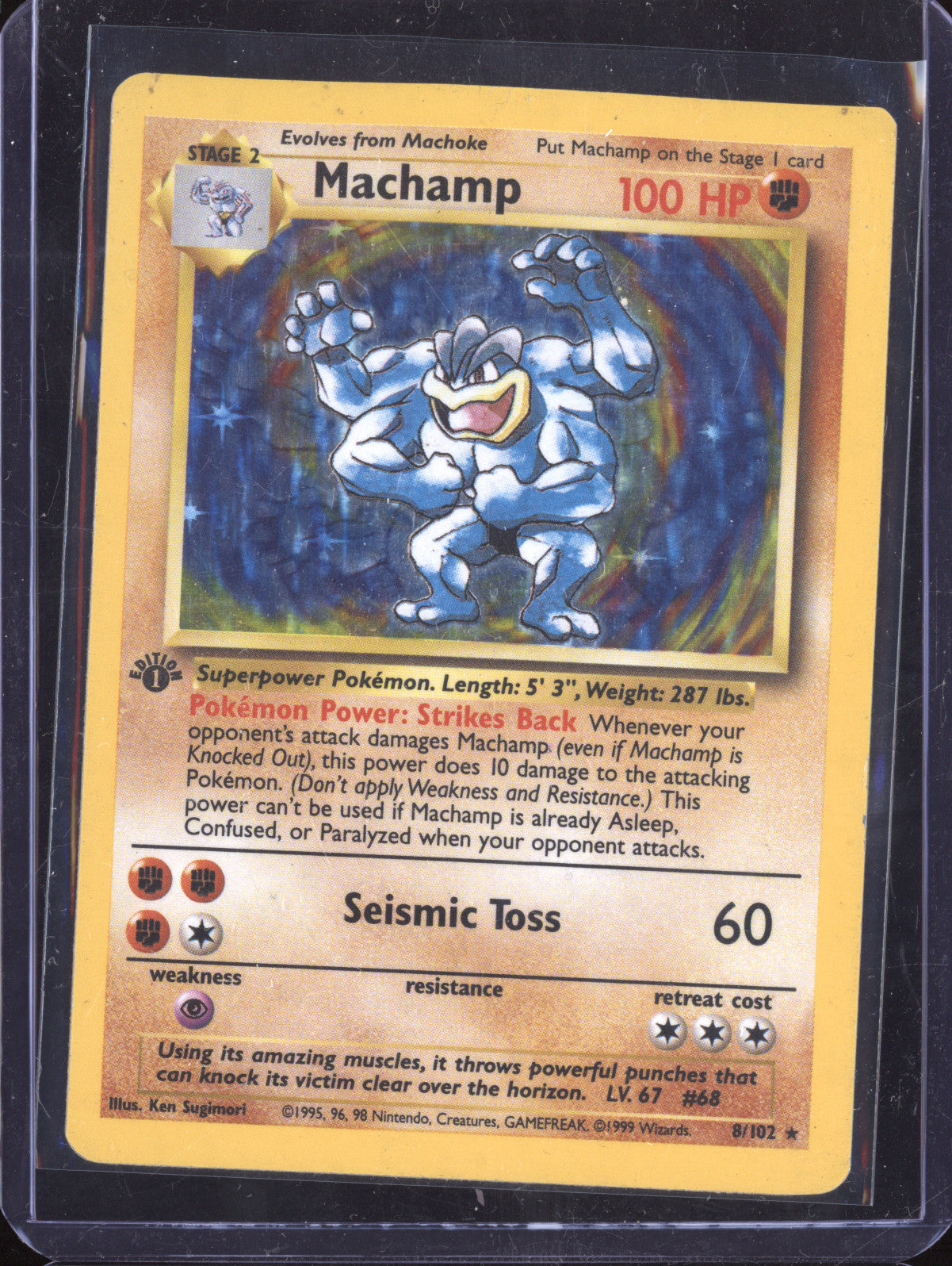 Machamp 1999 Pokemon Base Set 8/102 1st Edition Holo