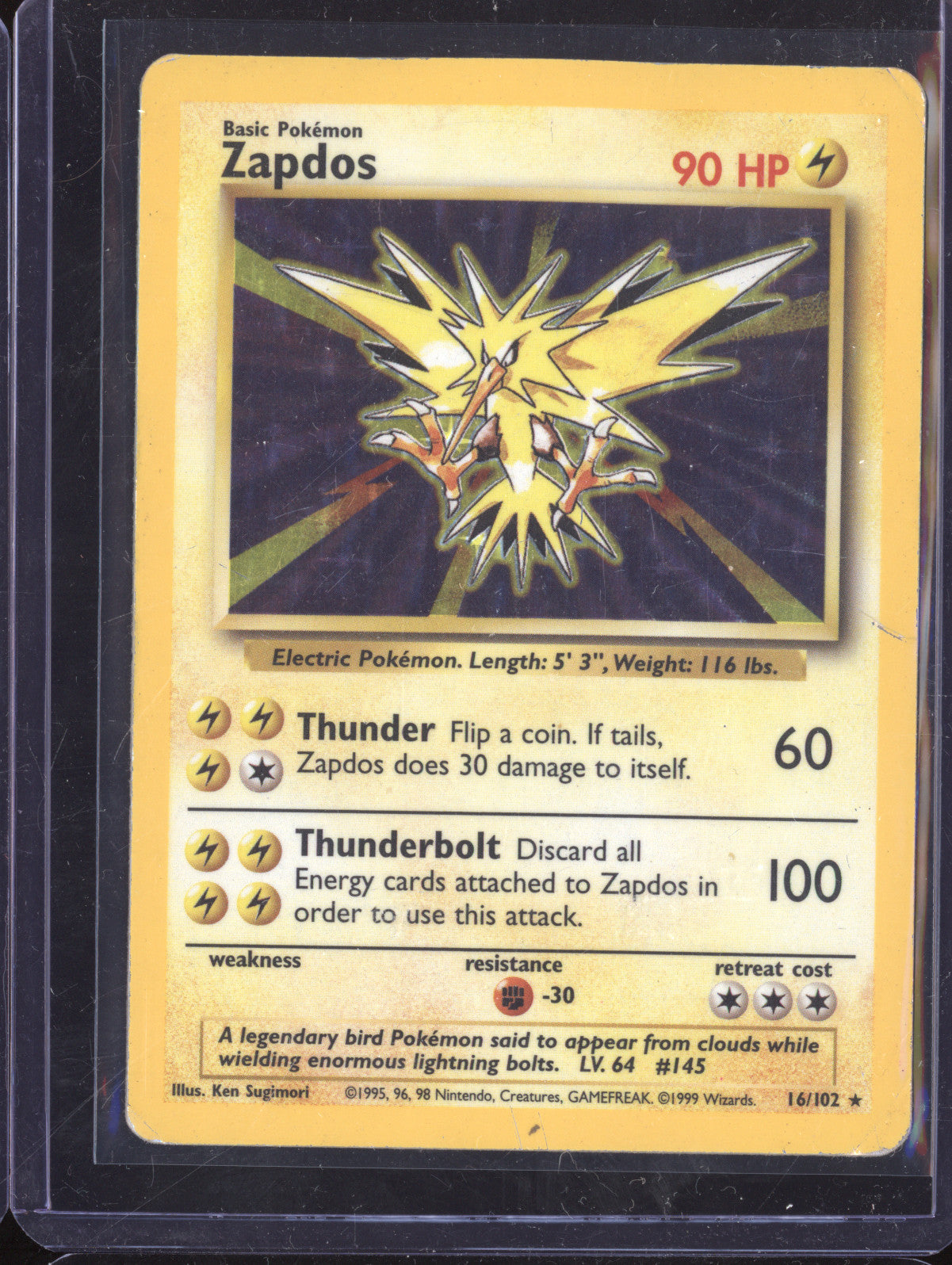 Zapdos 1999 Pokemon Base Set 16/102 Holo