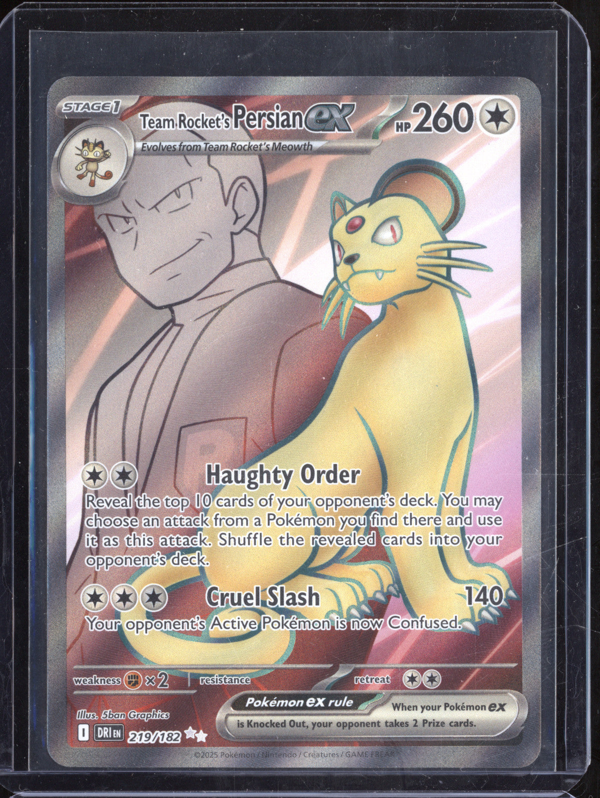 Team Rocket's Persian ex 2025 Pokemon Destined Rivals 219/182 Ultra Rare