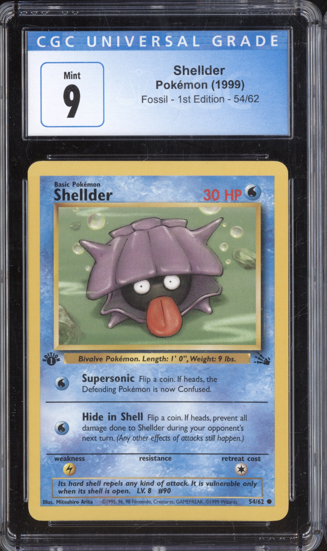 Shellder 1999 Pokemon Fossil 54/62 1st Edition CGC 9