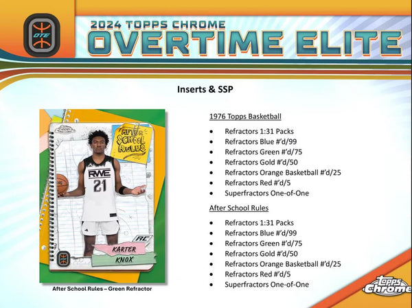 2023-24 Topps Chrome Overtime Elite Basketball Hobby Box