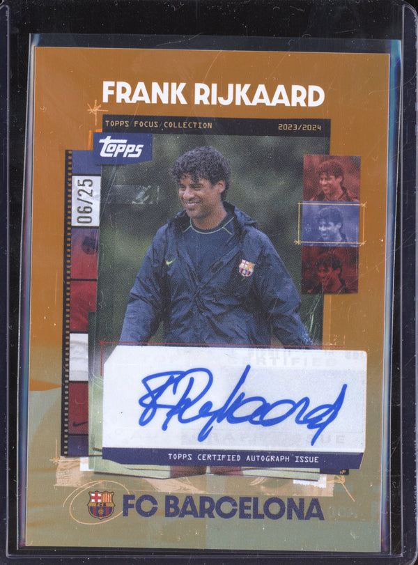 Frank Rijkaard 2023 Topps Focus FC Barcelona Team Set Snapshot Auto Orange 6/25