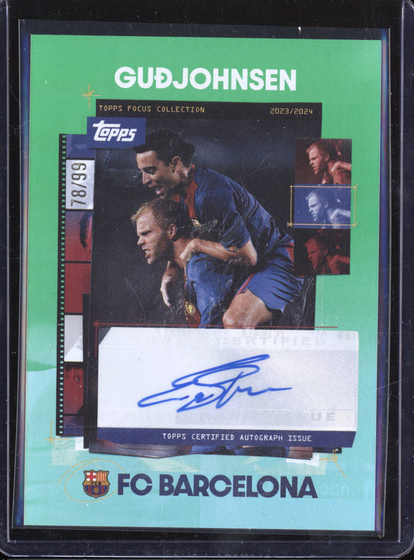 Eidur Gudjohnsen 2023 Topps Focus FC Barcelona Team Snapshot Auto Green 78/99