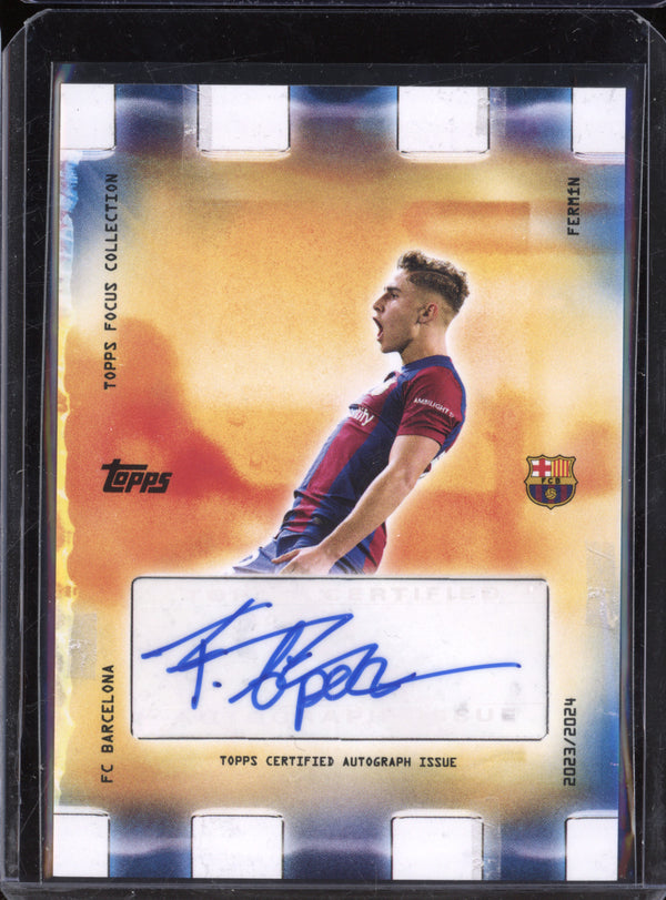 Fermin Lopez 2023-24 Topps Focus FC Barcelona Team Set Golden Hour Autographs