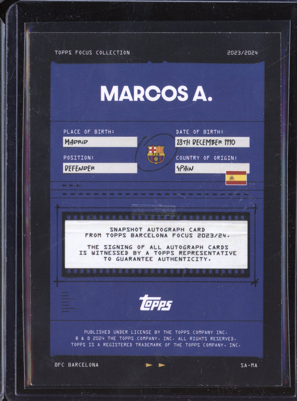 Marcos Alonso 2023-24 Topps Focus FC Barcelona Team Set Snapshot Autographs