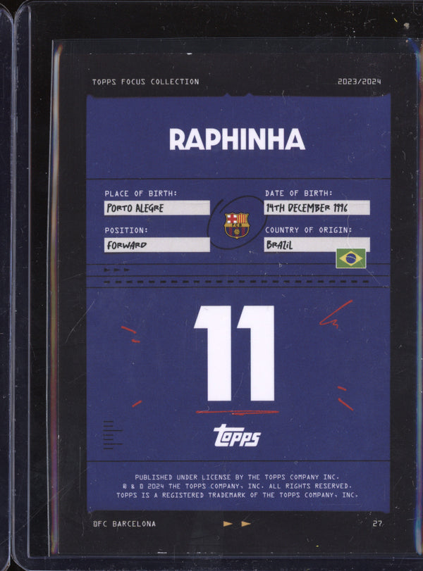 Raphinha 2023-24 Topps Focus FC Barcelona Team Set 27 Red 2/5