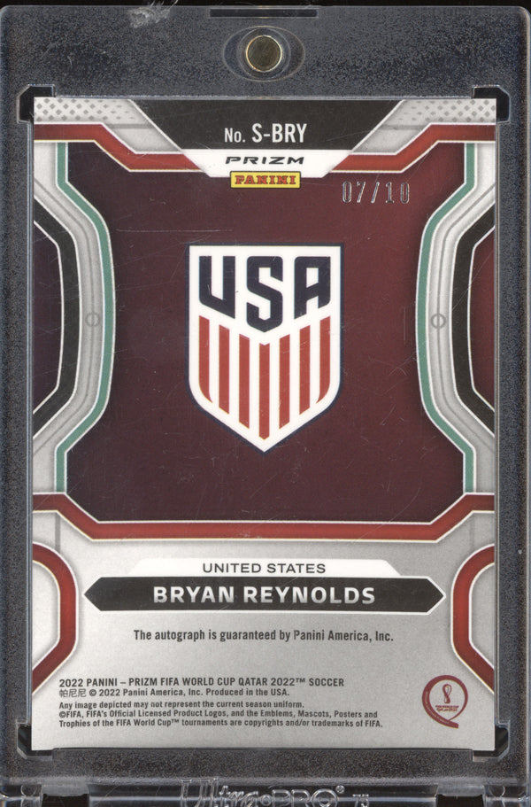 Bryan Reynolds 2022 Panini Prizm FIFA World Cup S-BRY Signatures Breakaway Gold RC 7/10