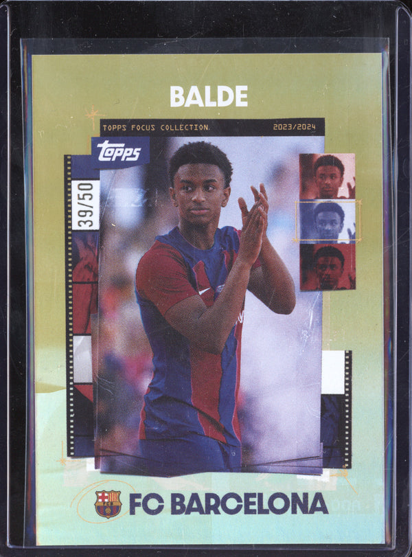 Alejandro Balde 2023-24 Topps Focus FC Barcelona Team Set 7 Gold 39/50