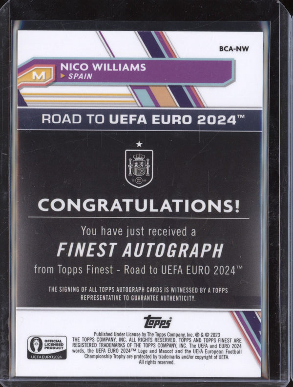 Nico Williams 2023 Toops Finest Euro BCA-NW Refractor Auto National Debut