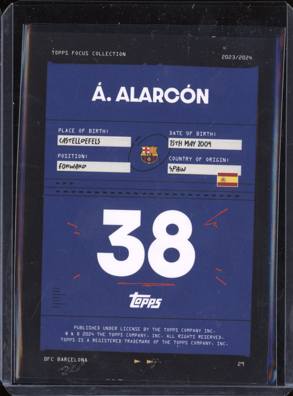 Angel Alarcon 2023-24 Topps Focus FC Barcelona Team Set 29 Green 99/99