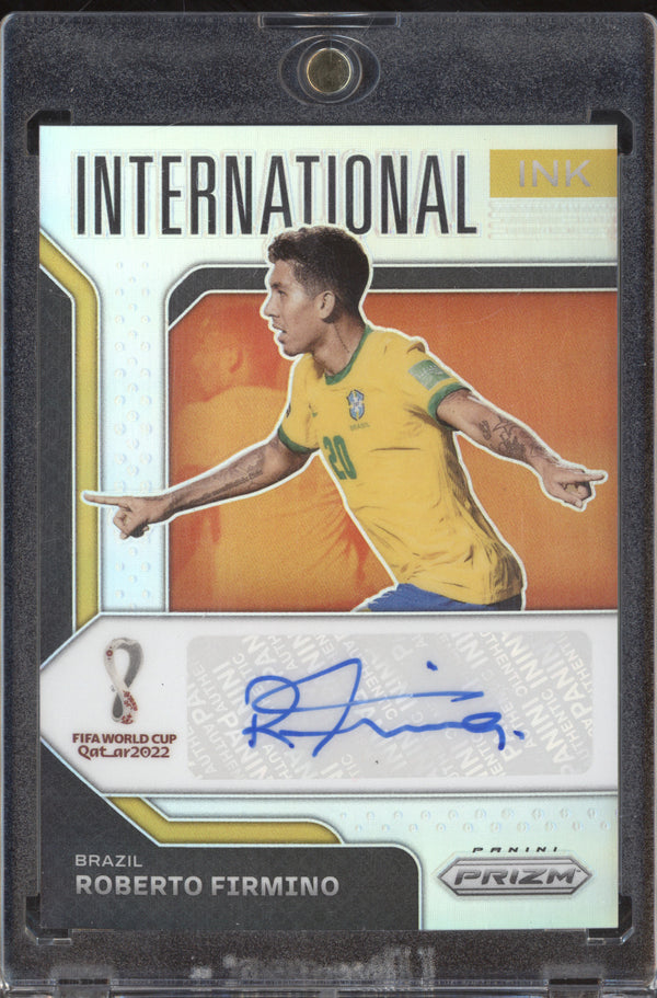 Roberto Firmino 2022 Panini Prizm FIFA World Cup I-RFO International Ink Silver 65/99