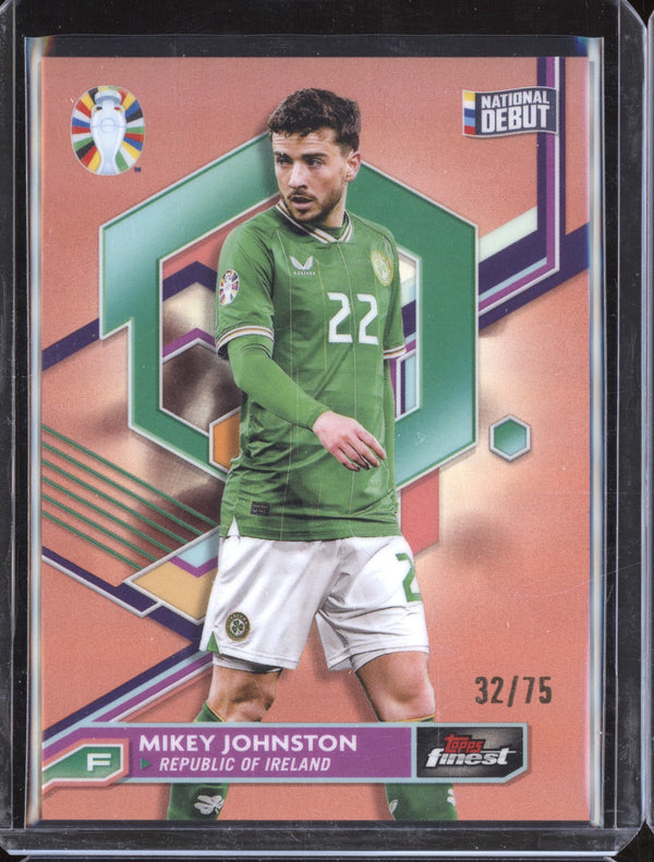 Mikey Johnston 2023 Toops Finest Euro Rose Gold Refractor National Debut 32/75