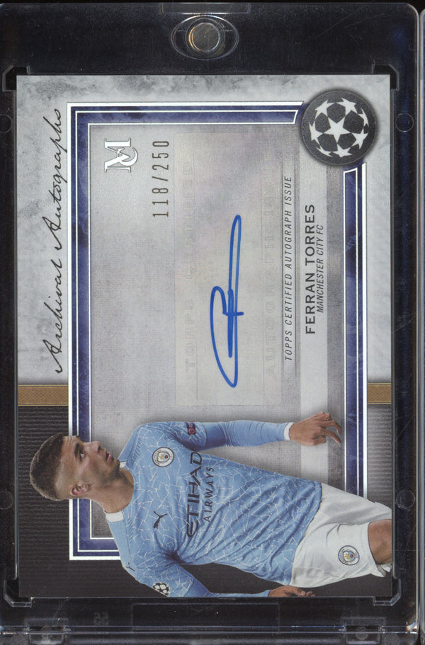 Ferran Torres 2020-21 Topps Museum Collection UEFA Champions League AA-FT Archival Autograph 118/250