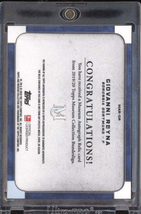 Giovanni Reyna 2019-20 Topps Museum Collection Bundesliga MAR-GR Museum Autograph Relic 6/24