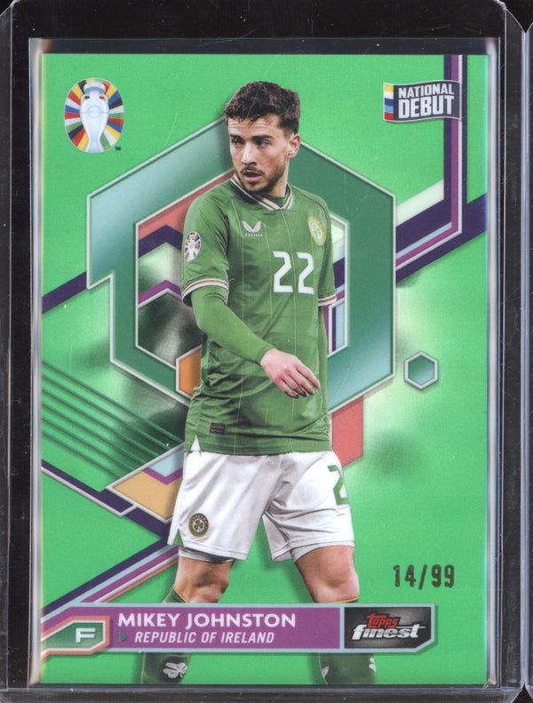 Mikey Johnston 2023 Topps Finest Euro 100 Green Refractor National Debut 14/99