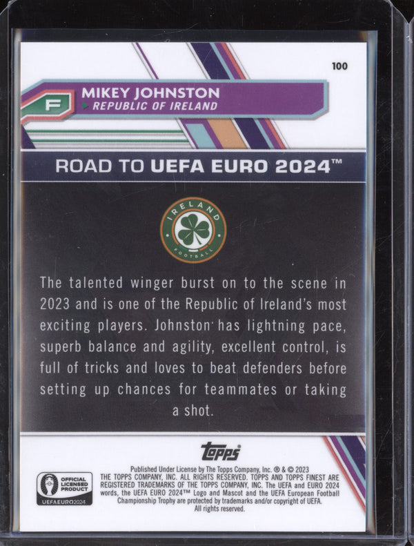 Mikey Johnston 2023 Topps Finest Euro 100 Green Refractor National Debut 14/99