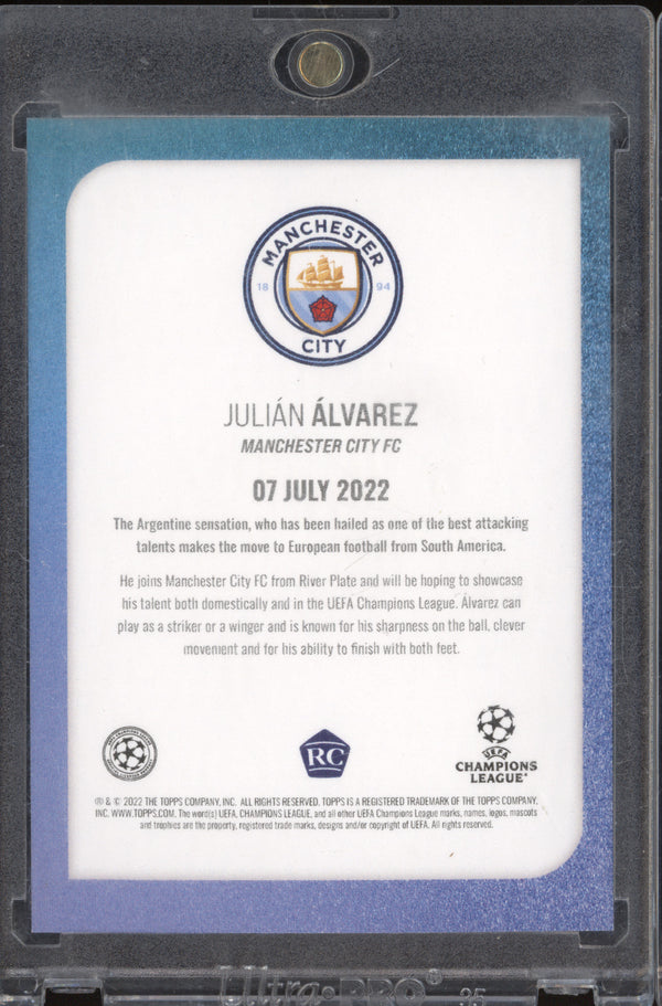 Julian Alvarez 2022-23 Topps UEFA Summer Signings Rising Star Blue RC 17/49