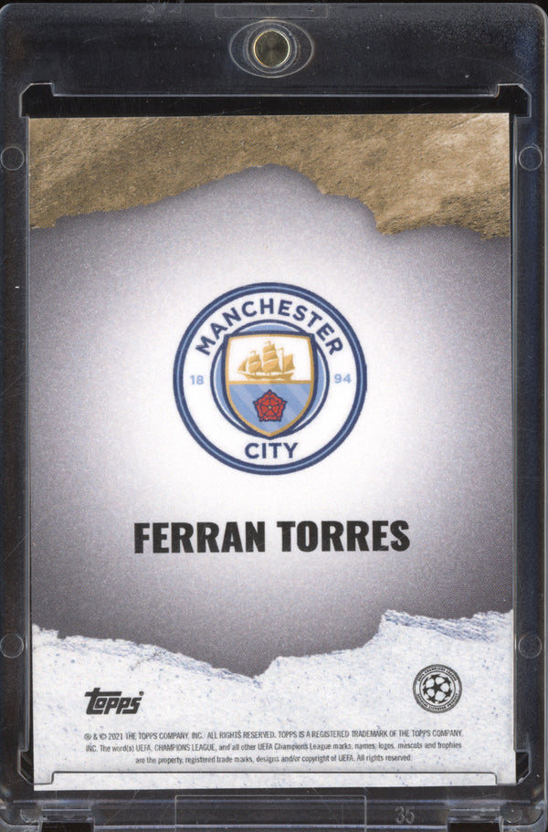 Ferran Torres 2021-22 Topps Gold x Tyson Beck UEFA Champions League Autographs Aqua 10/49