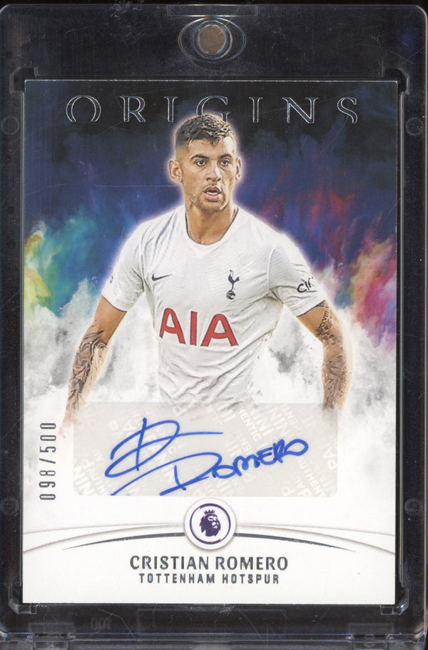 Cristian Romero 2021-22 Panini Chronicles O-CRO Origins Autograhps Premier League 98/500