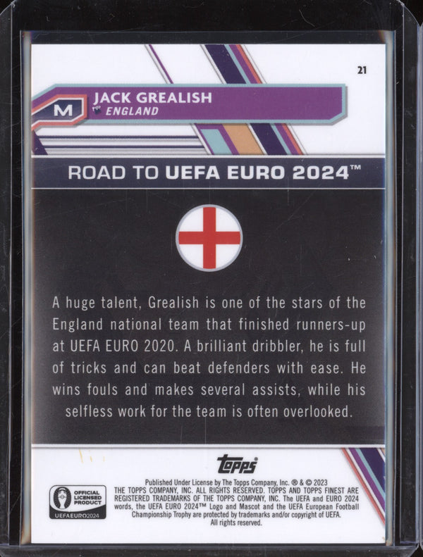 Jack Grealish 2023 Toops Finest Euro 21 Green Speckle Refractor 108/125