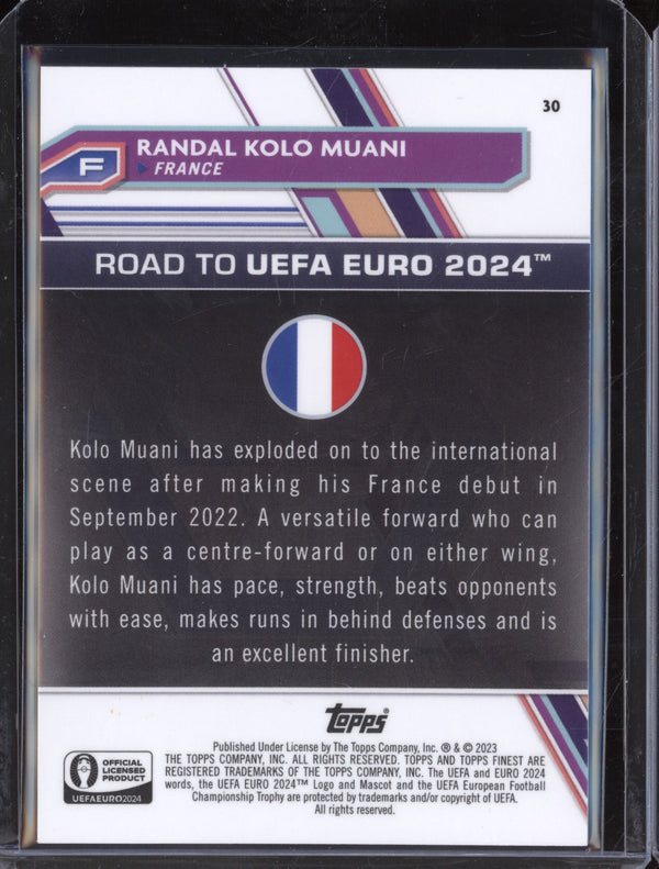 Randal Kolo Muani 2023 Toops Finest Euro 30 Blue Refractor National Debut 45/150