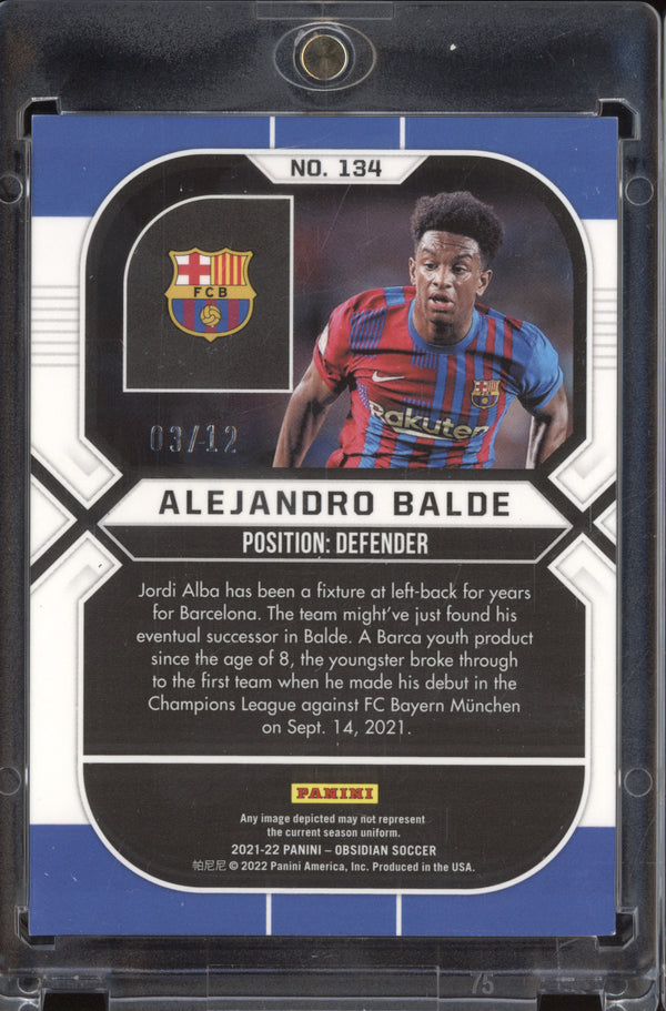 Alejandro Balde 2021-22 Panini Obsidian 134 Neon Blue Flood RC 3/12