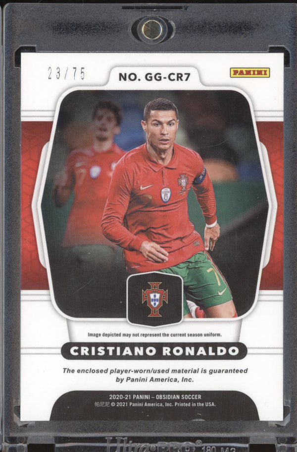 Cristiano Ronaldo 2020-21 Panini Obsidian GG-CR7 Galaxy Gear Relics Purple 23/75