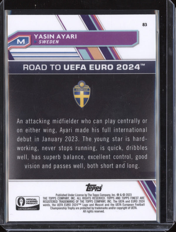 Yasin Ayari 2023 Toops Finest Euro Blue Aqua Vaporwave Refractor Debut 151/250