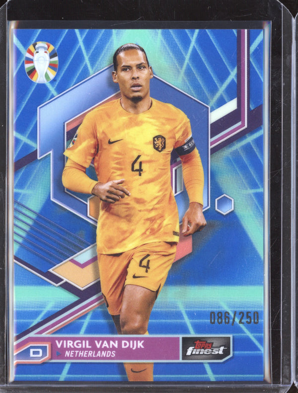 Virgil Van Dijk 2023 Toops Finest Euro 54 Blue Aqua Vaporwave Refractor 86/250