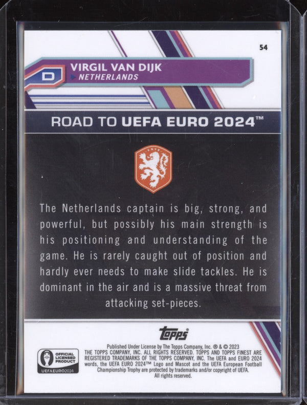 Virgil Van Dijk 2023 Toops Finest Euro 54 Blue Aqua Vaporwave Refractor 86/250