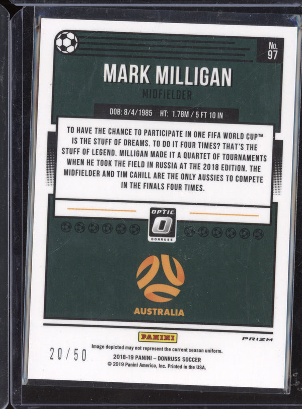 Mark Milligan 2018-19 Panini Donruss 97 Optic Red Velocity 20/50