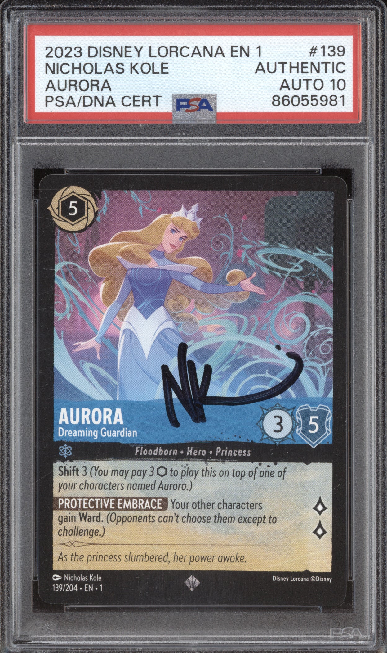 Aurora 2023 Lorcana The First Chapter 139 Nicholas Kole Auto PSA Authentic/10