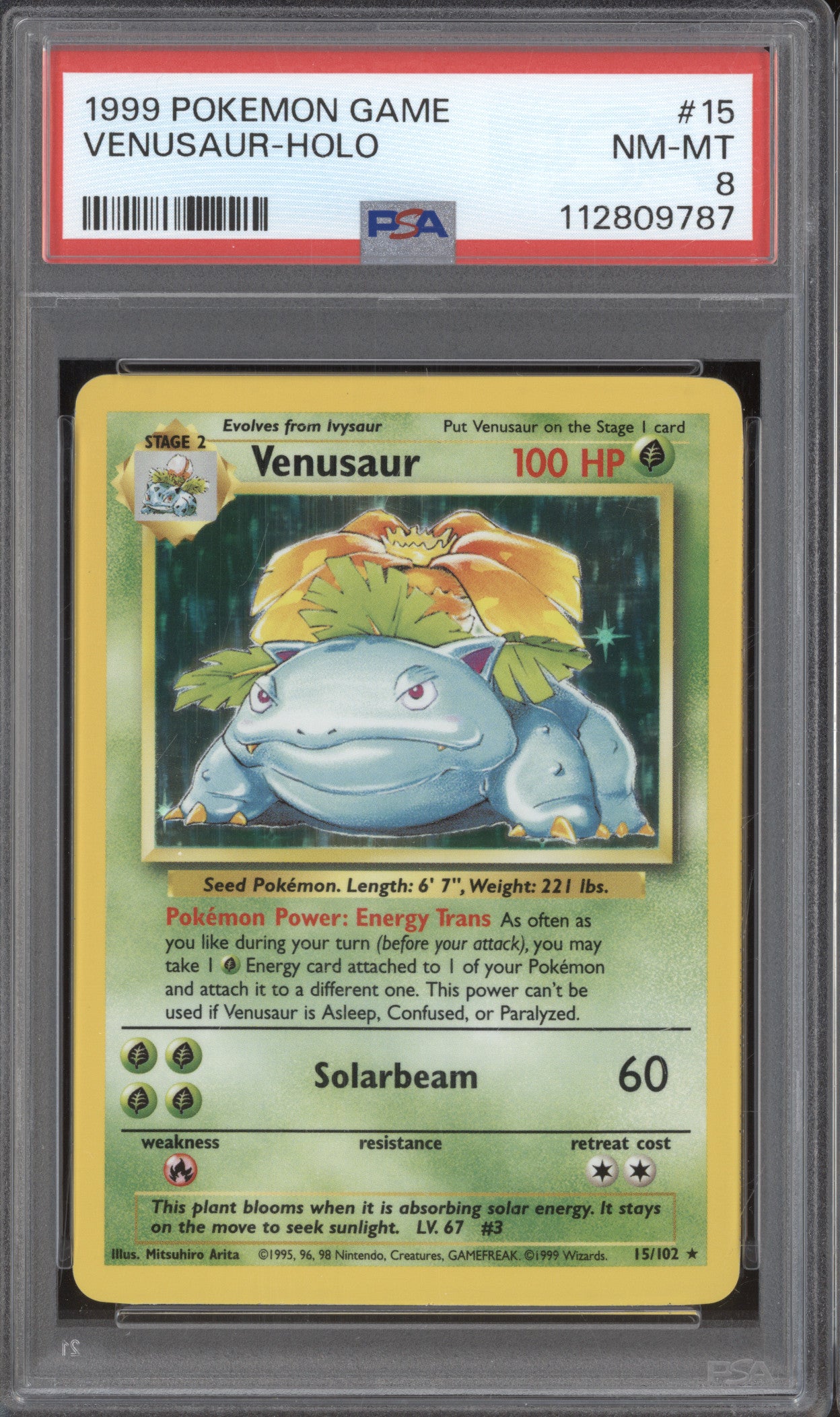 Venusaur 1999 Pokemon Base Set 15/102 Holo PSA 8