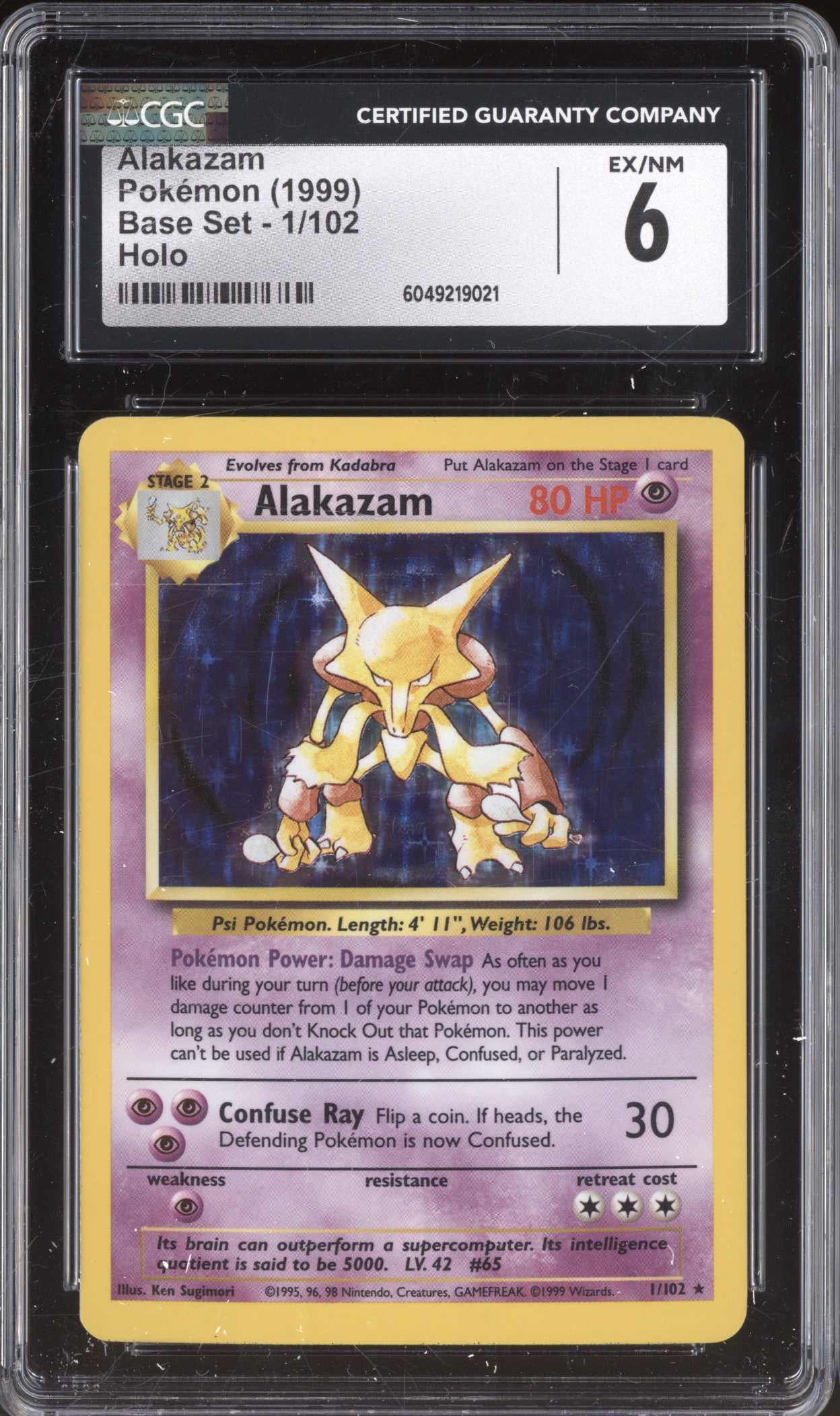 Alakazam 1999 Pokemon Base Set 1/102 Holo CGC 6