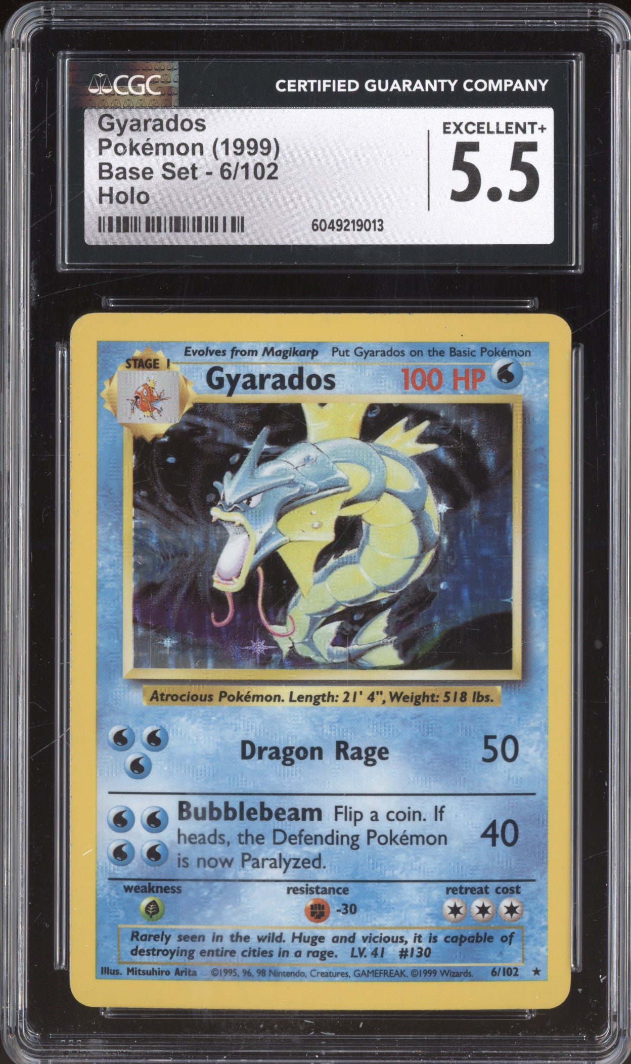 Gyarados 1999 Pokemon Base Set 6/102 Holo CGC 5.5
