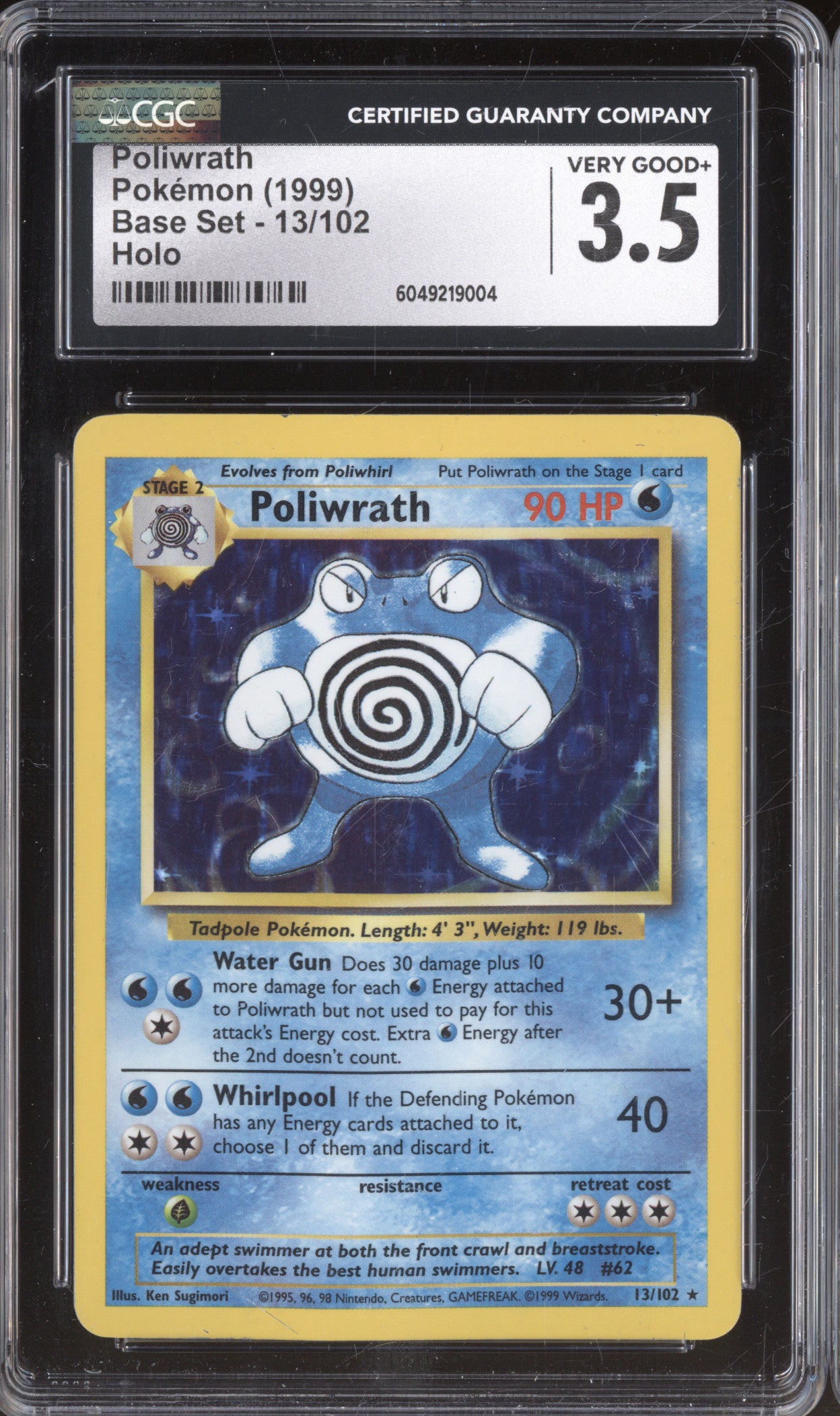Poliwrath 1999 Pokemon Base Set 13/102 Holo CGC 3.5