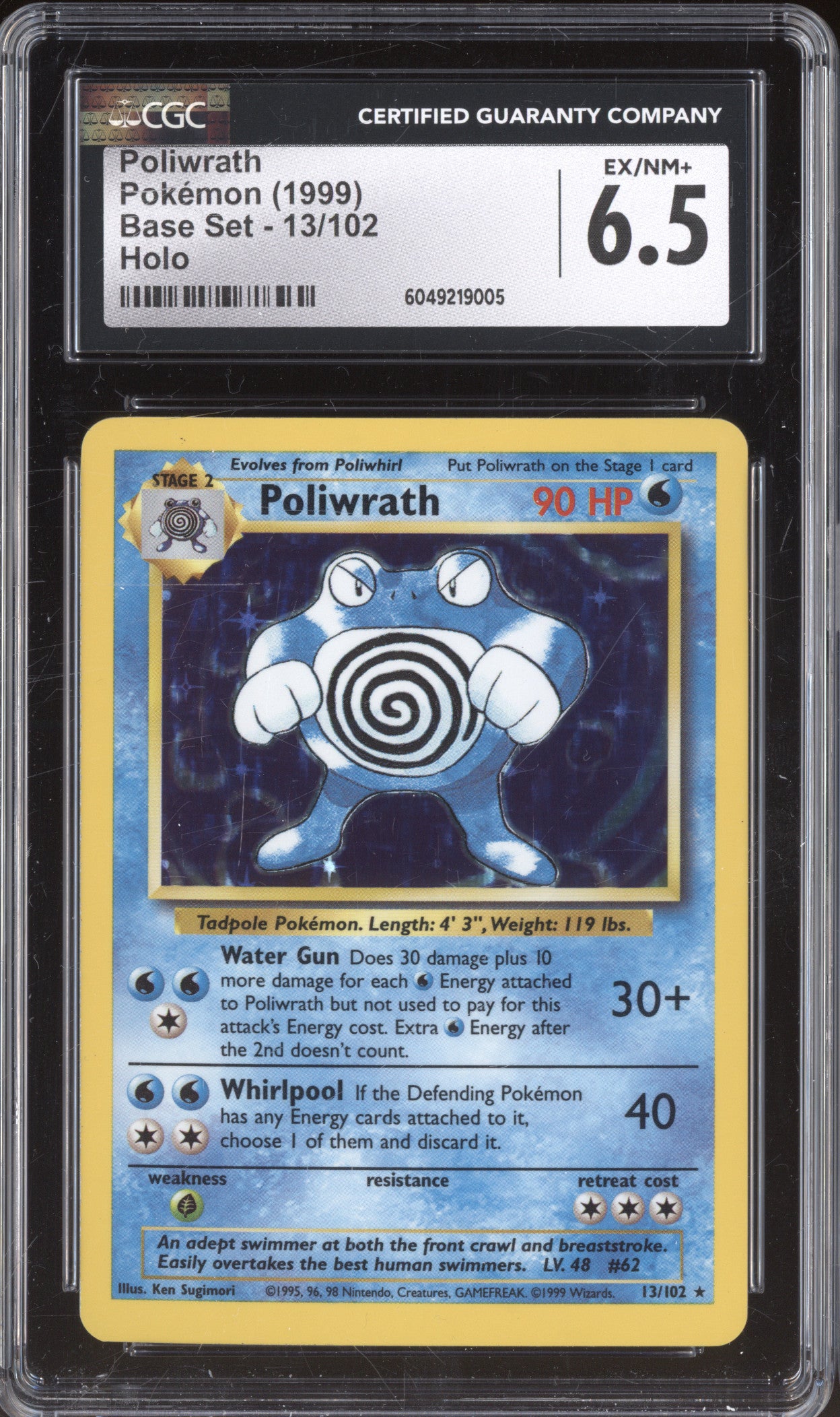 Poliwrath 1999 Pokemon Base Set 13/102 Holo CGC 6.5