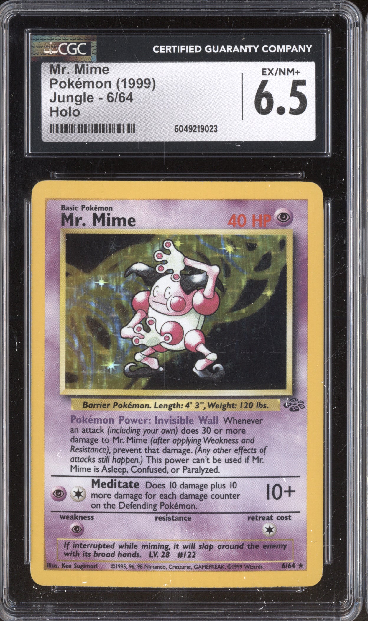 Mr. Mime 1999 Pokemon Jungle 6/64 Holo CGC 6.5