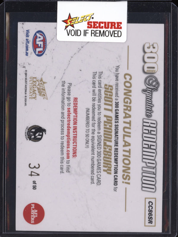 Scott Pendlebury 2024 Select Legacy Ultimate 300 Games Signature Redemption /50