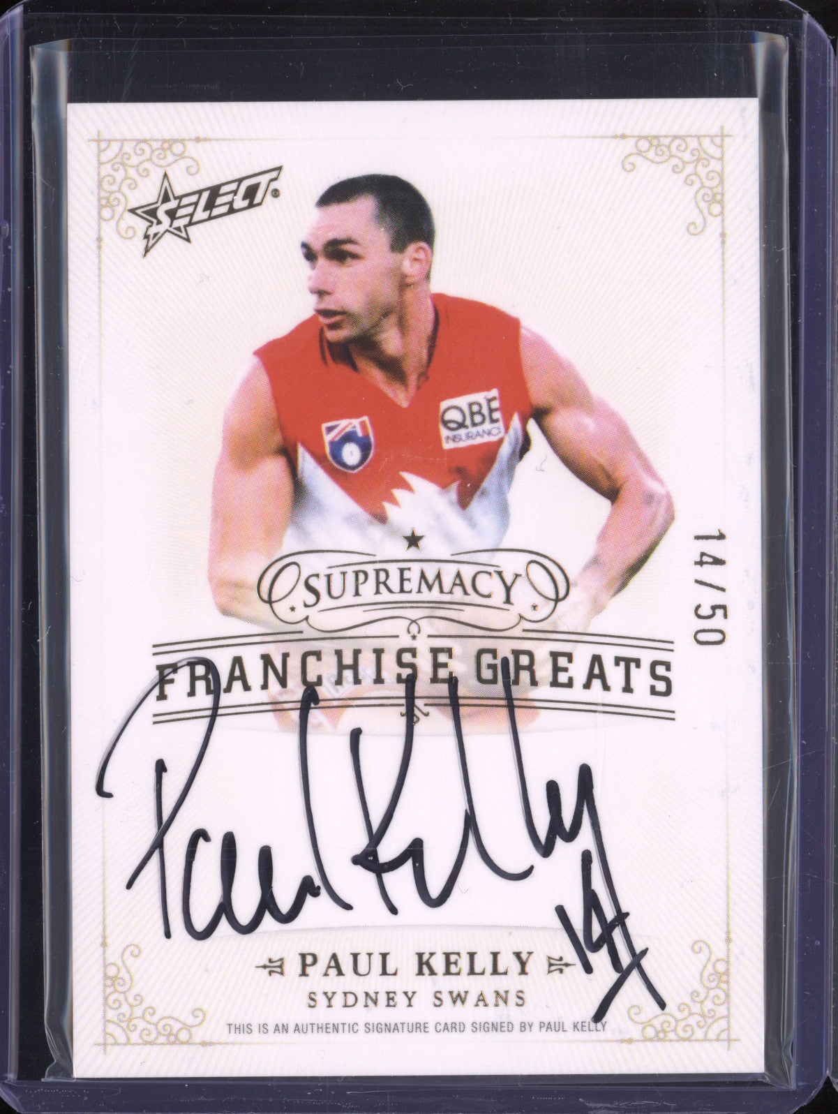 Paul Kelly 2024 Select Supremacy Franchise Greats Signature Jersey Number 14/50