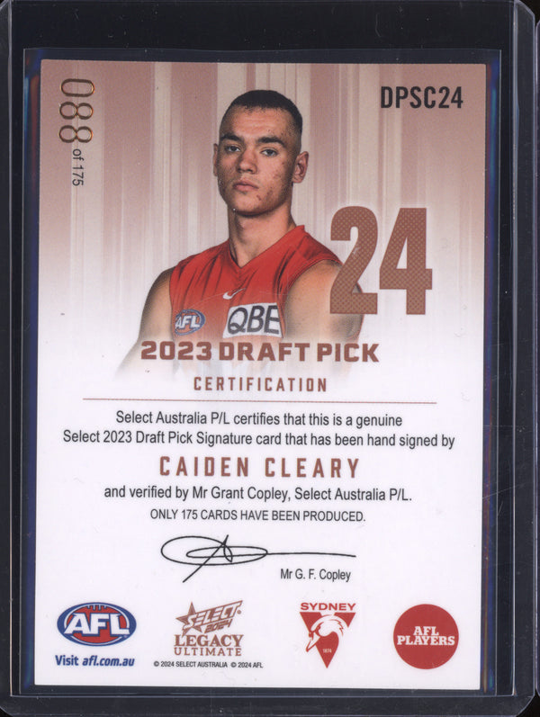 Caiden Cleary 2024 Select Legacy Ultimate DPSC24 Draft Pick Sig Copper RC 88/175