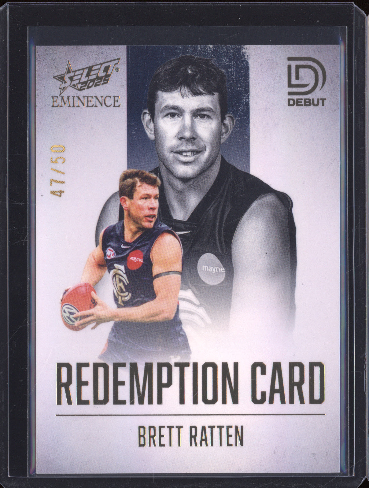 2025 AFL Select Eminence Debut Signature Redemption DSR5 Brett Ratten Carlton